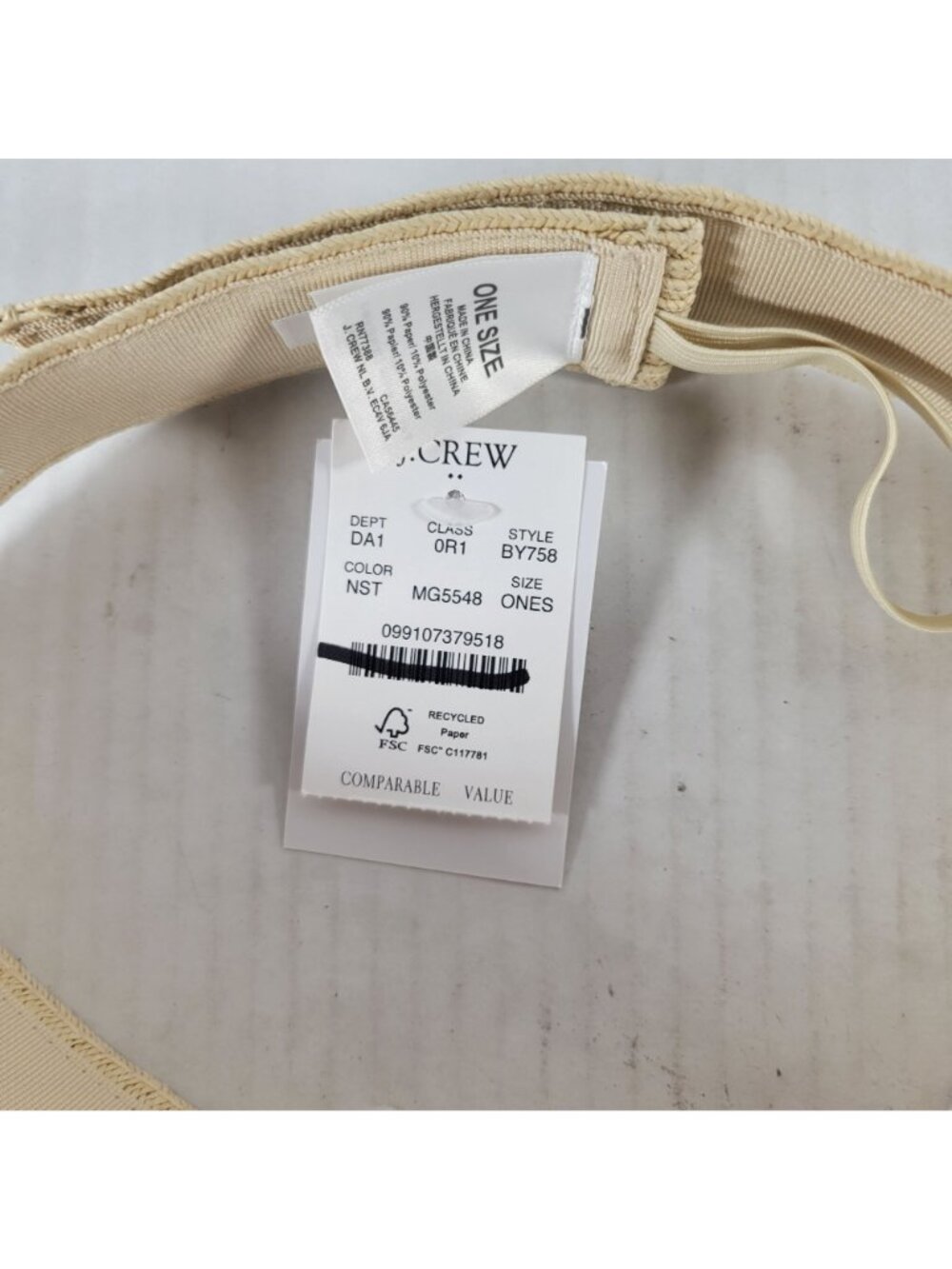 J.Crew Packable Straw Visor Hook & Eye Closure Summer Resort Tennis Golf Hat OS - Picture 5 of 6
